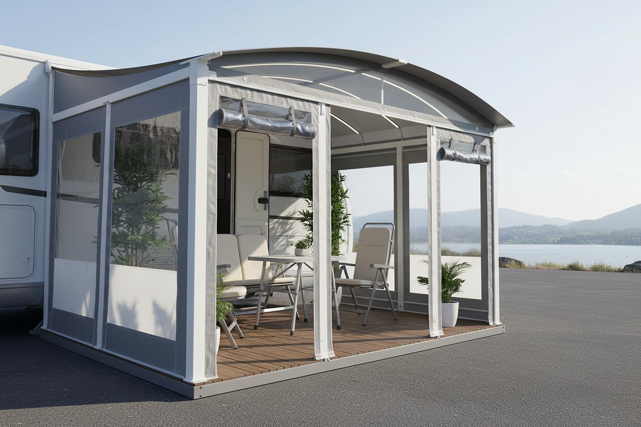 Veranda per camper in telo PVC e coperture in pvc su misura