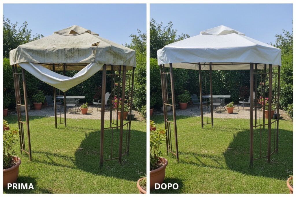 Sostituzione teli pvc per gazebo bianco a brescia