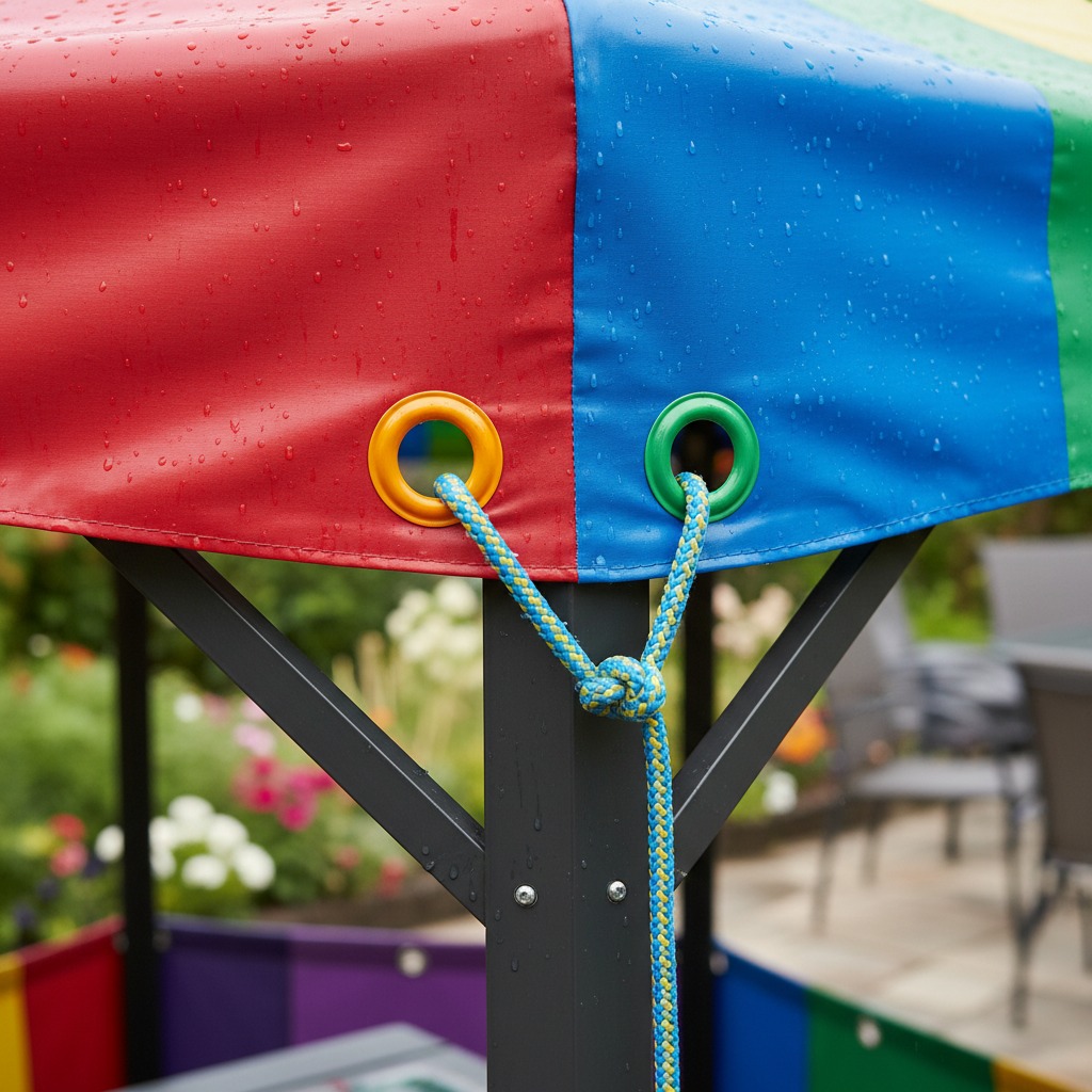 teli in pvc con occhielli colorati