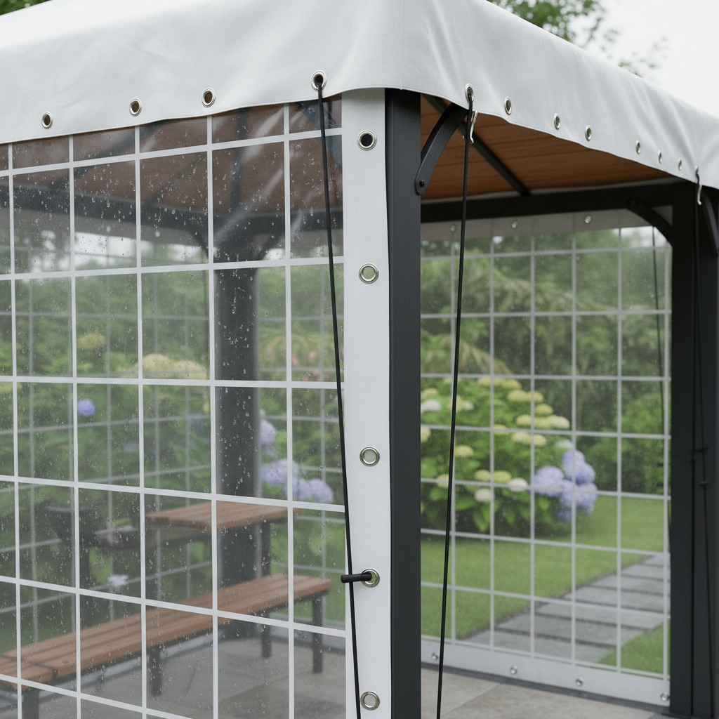copertura in pvc per gazebo con teli occhiellati